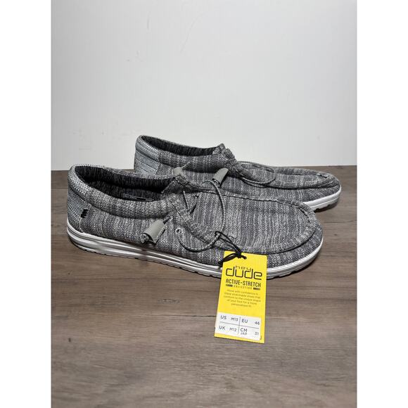 Hey Dude Wally Stretch Mix Granite Gray Black Men’s Slip on Size 13 EU 46- NWT - Picture 1 of 8